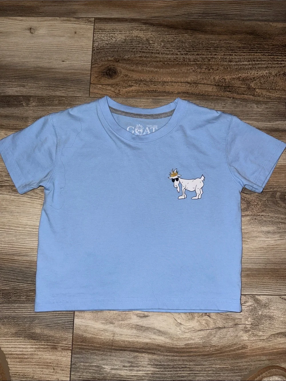 Kids Two-Piece Matching Set — Light Blue Top & Black Shorts size youth large